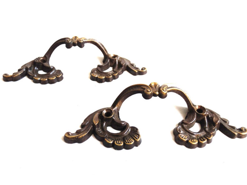 Vintage Brass Drawer Handle Small Ornate Drawer Pull Door Etsy