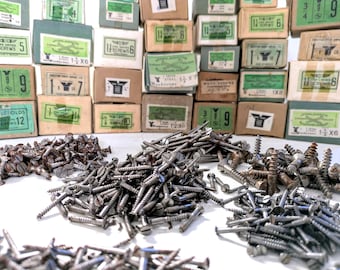 Antike Flachkopf Schrauben aus Eisen: Holzschrauben mit Schlitz, 10er Set