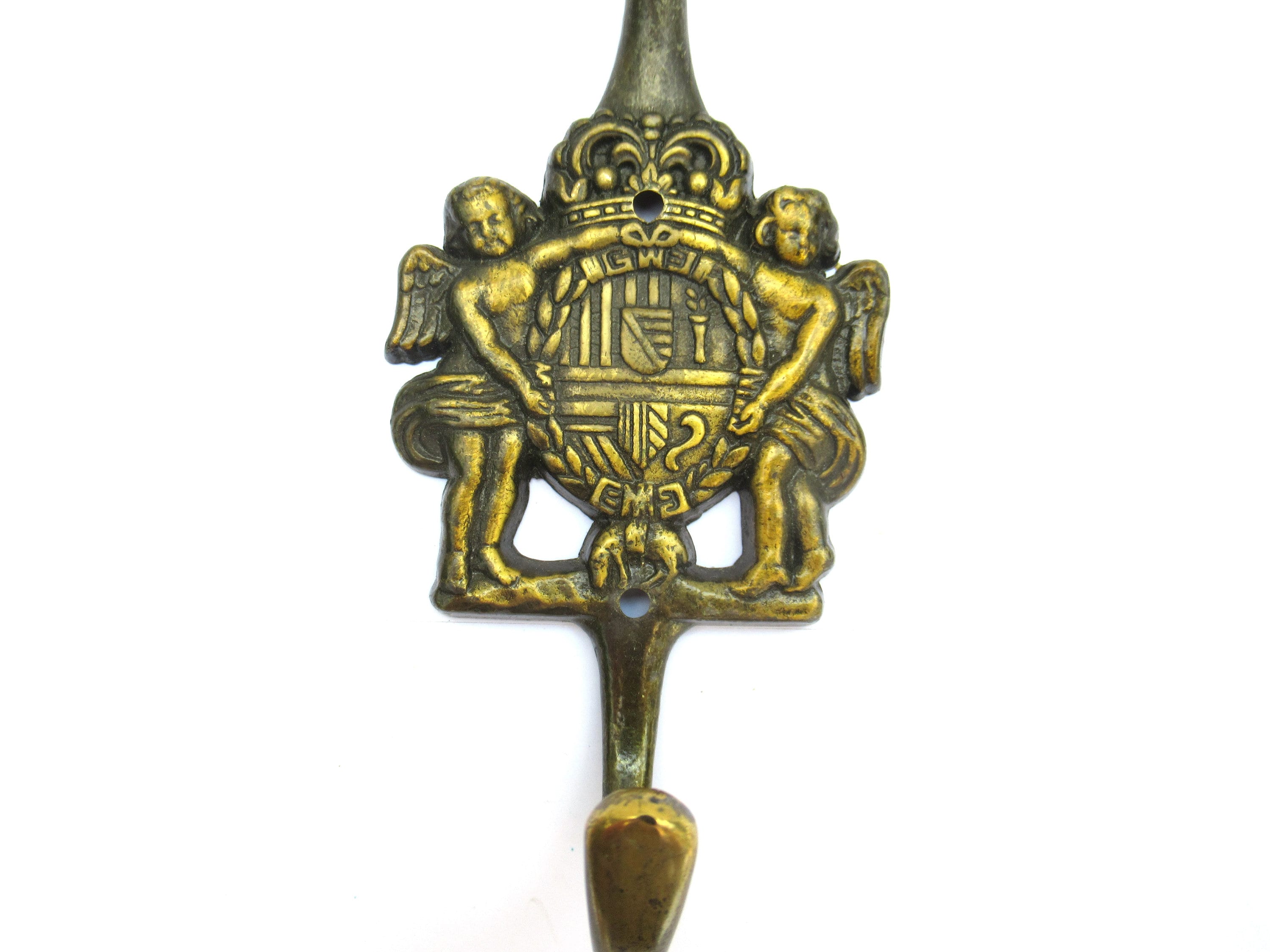 1 (ONE) Brass Antique Coat Hook, Wall Hook, Wall Hanger 1 (ONE) Brass Antique Coat Hook, Wall Hook, Wall Hanger