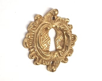 Antique brass keyhole cover, escutcheon. #908G28K21
