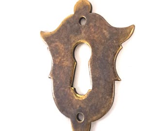 Vintage keyhole cover - keyhole frame - brass escutcheon.