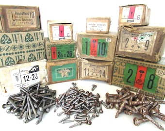 Tornillos de cabeza redonda de hierro o acero, 10 piezas. Tornillos antiguos de madera con ranuras. #7D3G4K1