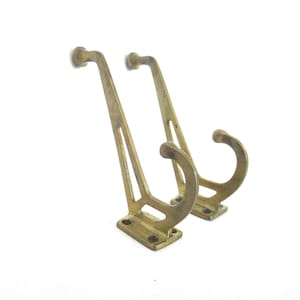 Vintage brass art deco wall hooks set of 2. #9C5G258K2