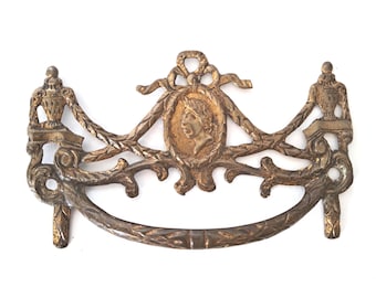 Antique brass drawer pull.  Restoration hardware.