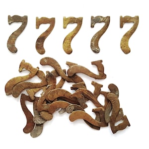 ONE antieke zeven, nummer 7, authentiek shabby messing nummer zeven. Kamernummer / Tafelnummer #6A9G4K6