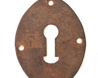 Primitive Antique 18th century Iron keyhole plate / cover.
