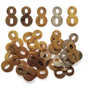 ONE Antique Eight, Numero 8, Autentico Shabby Brass Numero Otto. Numero della stanza / Numero del tavolo #6A9G4K7
