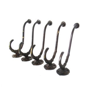 Set of 5 brass wall hooks, Coat hook, coat rack supply. #905G436K1