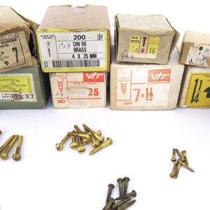 Antique Solid Brass Wood Screws - Round Head Slotted (10 pcs)