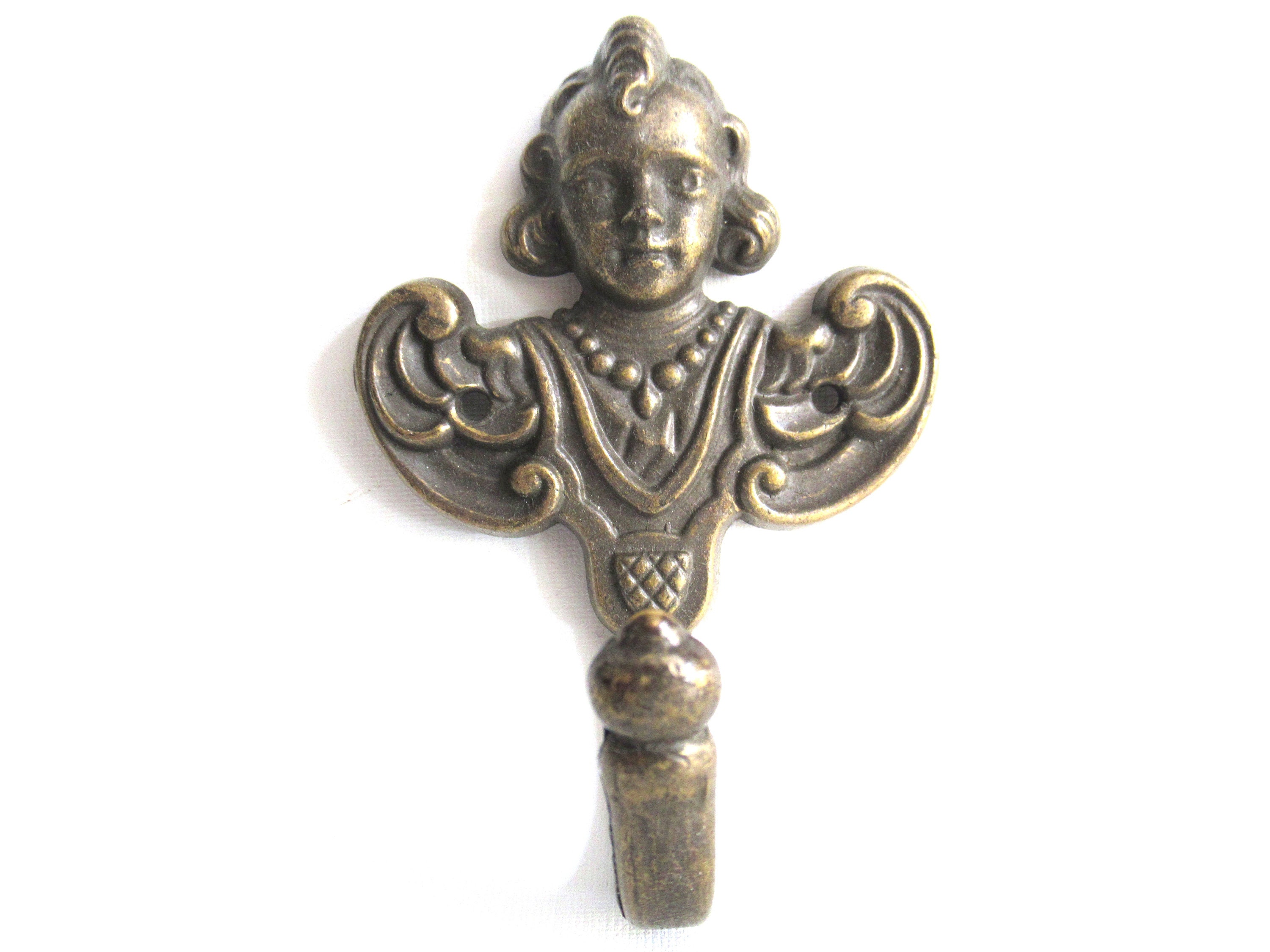 Vintage Solid Brass Cherub Wall Hook