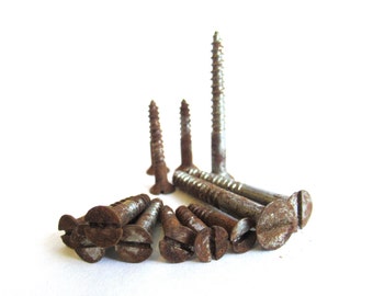 Vis à tête plate antiques rouillées - Fixations à fente en fer Restauration (20 pcs)