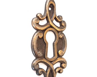 Vintage brass keyhole cover, escutcheon.