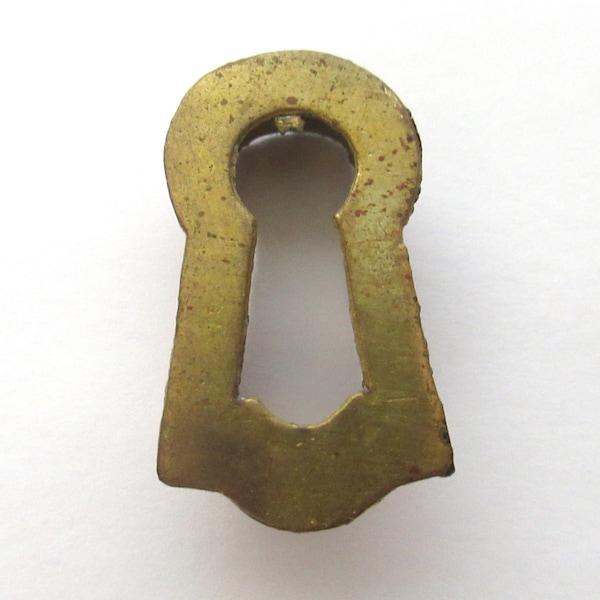 1 (ONE) Tiny antique brass keyhole insert. Distressed hardware. Restoration supply for chest / box, keyhole cover. #7DBGDK5A