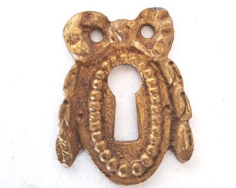 Antique french keyhole cover bow wreath, escutcheon, key hole cover, frame, plate.