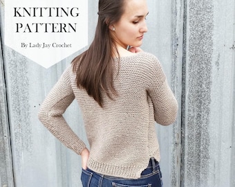 PATTERN: The Ragtime Pullover | Easy oversized knit sweater pattern | adult sweater pattern in two sizes | simple garter stitch sweater |