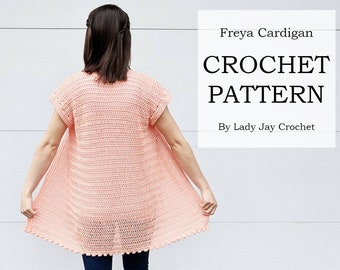 PATTERN: Freya Cardigan | Crochet Summer coverup | Crochet cotton cardi | lightweight summer swim beach coverup | bobbles