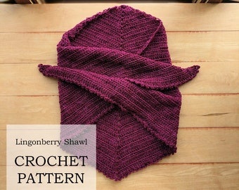 PATTERN: Lingonberry Shawl | Crochet summer shawl | beginner crochet triangle scarf | bobble edge wrap | DIY crochet pattern