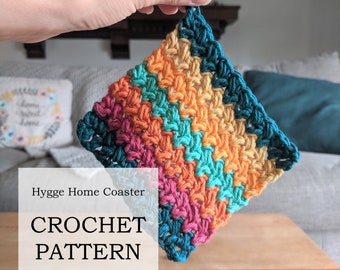 PATTERN: Hygge Home Coaster | DIY crochet pattern | Crochet Home Decor | Bobbles