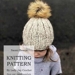 PATTERN: Naomi Beanie | Beginner Friendly Knit Ribbed Beanie Design | Textured Hat Knitting DIY | Newborn Toddler Child Adult Winter Hat