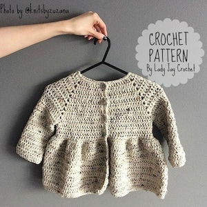 PATTERN: Penelope Cardigan | Baby, Infant, Toddler crochet peplum top diy pattern | vintage, modern, simple winter sweater | Peplum cardigan