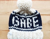 CUSTOM Name Beanie Monogrammed Name Hat Knit Toddler Child Name Toque Custom Name Hat Adult Winter Name Beanie Bride Beanie