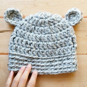 PATTERN: A Beary Cute Hat Chunky bear ears baby winter hat infant and toddler animal toque easy crochet diy photography prop image 4