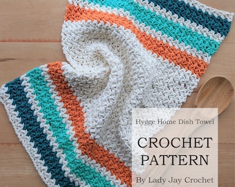 PATTERN: Hygge Home Dish Towel | DIY crochet pattern | Crochet Home Decor | Bobbles