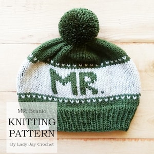 PERSONAL USE PATTERN: Mr. Beanie | Groom Beanie | Groomsman Beanie | Bachelor Beanie | Winter Wedding | Bride and Groom Beanie | Knit Hat