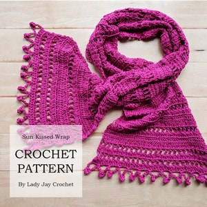 PATTERN: Sun Kissed Wrap | Crochet summer shawl | crochet lace scarf | Breezy summer bobble edge wrap | DIY crochet pattern