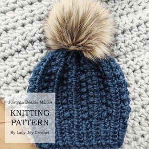 MUSTER: Justyna Beanie MEGA | Stricken Sie strukturiertes geripptes Beanie-Design | Strukturierte Mütze Stricken DIY | Neugeborenen Kleinkind Kind Erwachsene Wintermütze