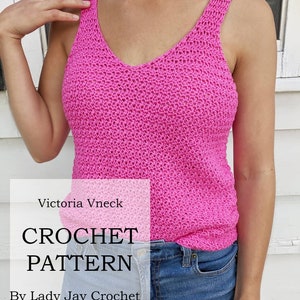 PATTERN: Victoria Vneck | Crochet Tank Top Pattern | Simple Crochet Shirt DIY design | Sleeveless Double V Neck Crop Top