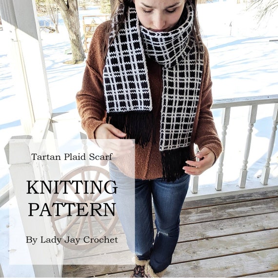 checkered knit scarf pattern