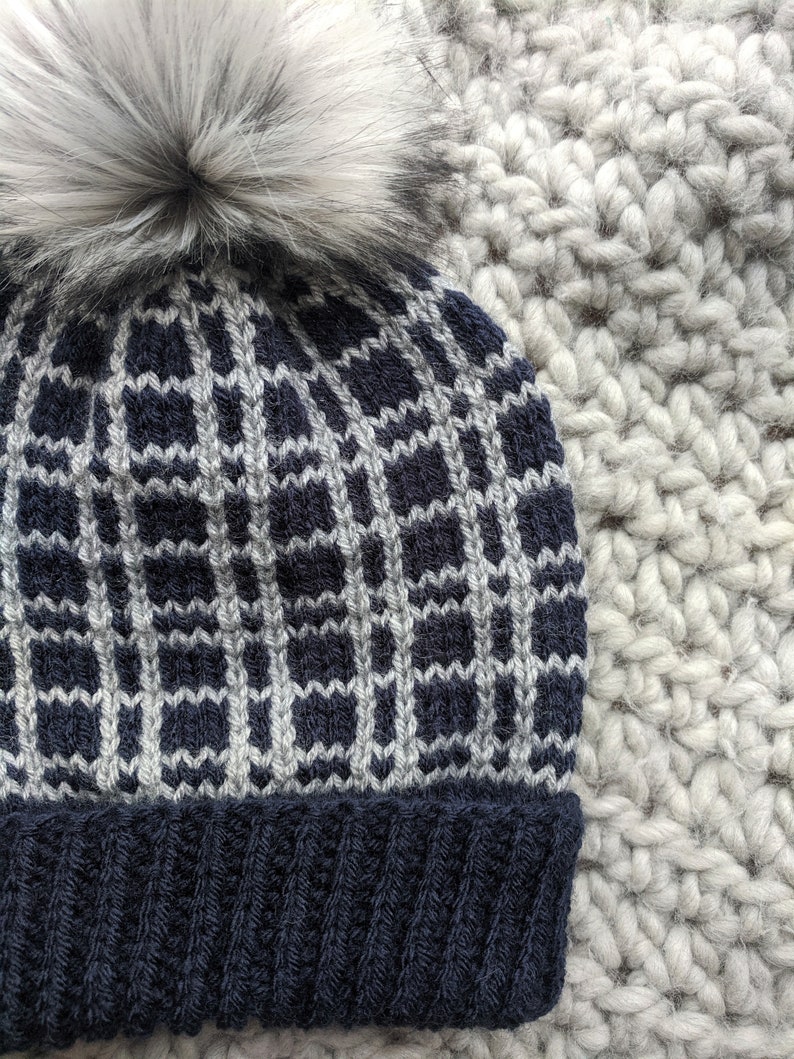 Knitting pattern DIY knit winter hat Beginner Fair Isle Knitting plaid winter toque PATTERN: Tartan Plaid Beanie LITE