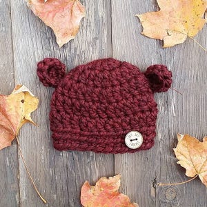 PATTERN: A Beary Cute Hat Chunky bear ears baby winter hat infant and toddler animal toque easy crochet diy photography prop image 2