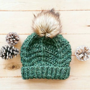 PATTERN: Bulky Everest Beanie | Knit hat pattern | Herringbone Texture | Chevron Texture