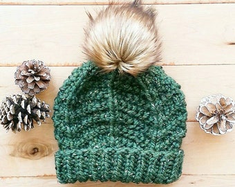 PATTERN: Bulky Everest Beanie | Knit hat pattern | Herringbone Texture | Chevron Texture