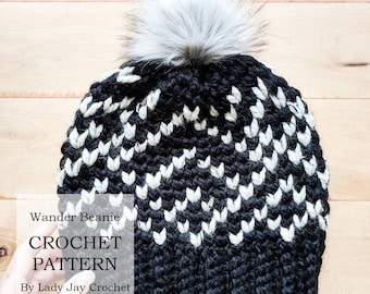 PATRÓN: Gorro Wander / Patrón de gorro de crochet DIY / Gorro de crochet Tapestry / Gorro de crochet Fair Isle / Gorro de invierno / Patrón fácil