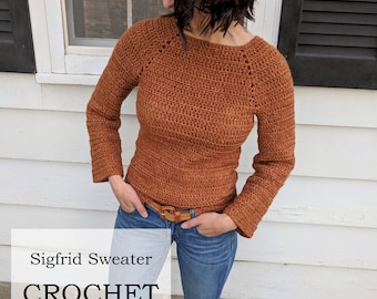 PATTERN: Sigfrid Sweater | Crochet Raglan sweater design | Seamless Modern Pullover | Crochet Top-down Sweater | beginner friendly pattern