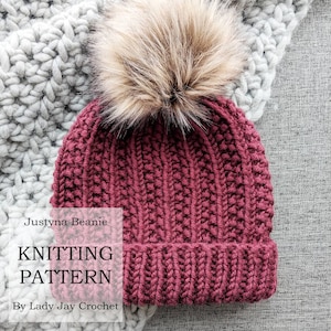 PATTERN: Justyna Beanie | Knit Textured Ribbed Beanie Design | Textured Hat Knitting DIY | Newborn Toddler Child Adult Winter Hat