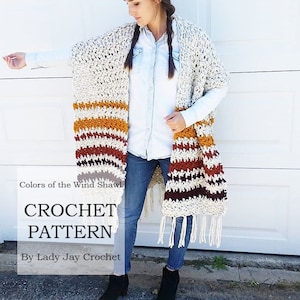 PATTERN: Colors of the Wind Shawl | Crochet Shawl | Chunky yarn wearable blanket | Beginner textured crochet pattern