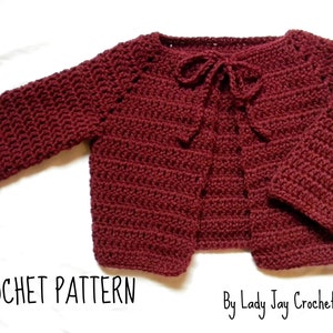 PATTERN: Classic Cardigan | Baby Infant Toddler modern tie closure crochet sweater | diy baby sweater pattern | Vintage simple easy sweater