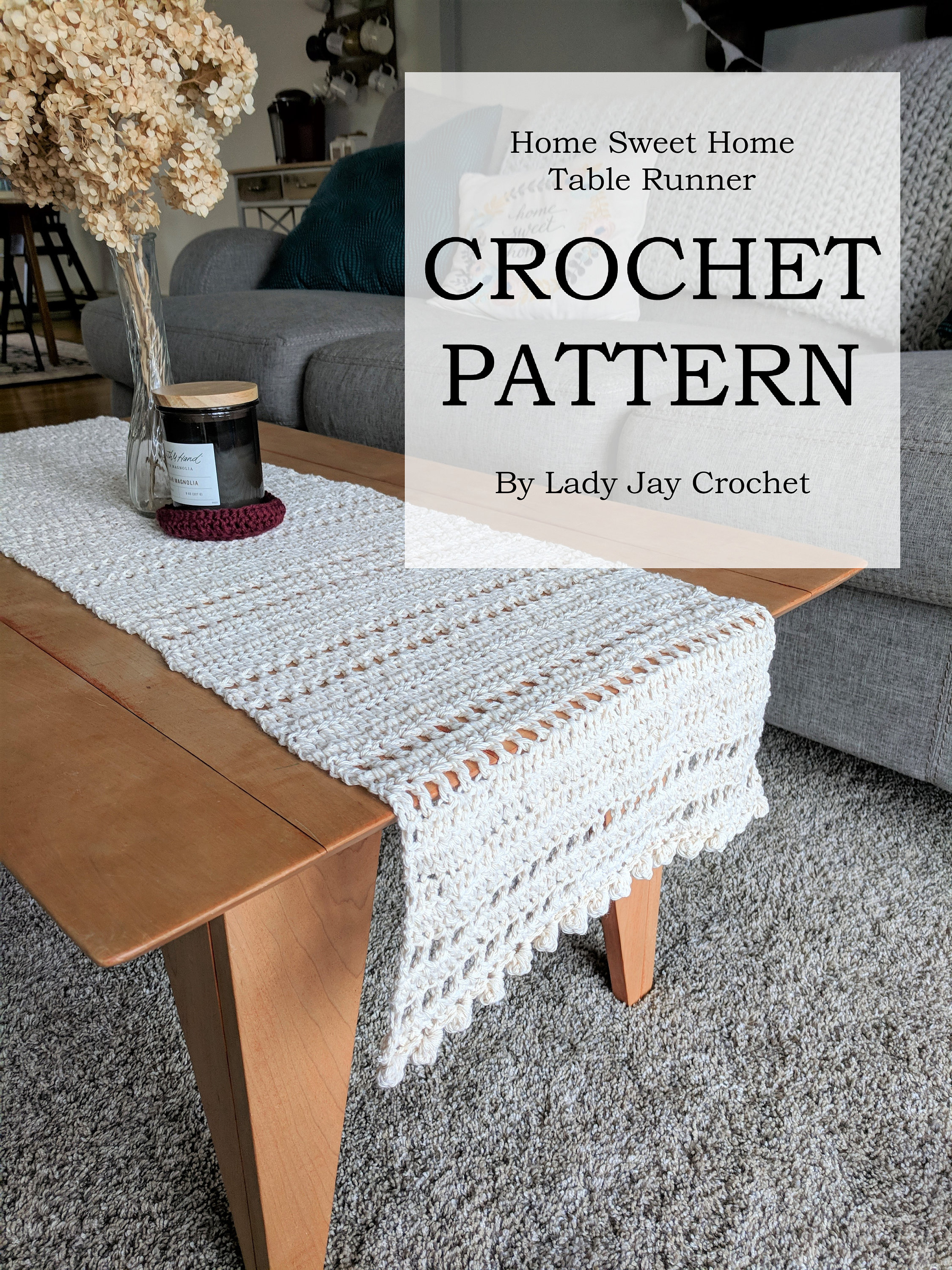 PATTERN: Home Sweet Home Table Runner | DIY crochet pattern | Crochet Home Decor | Bobbles | Farmhouse