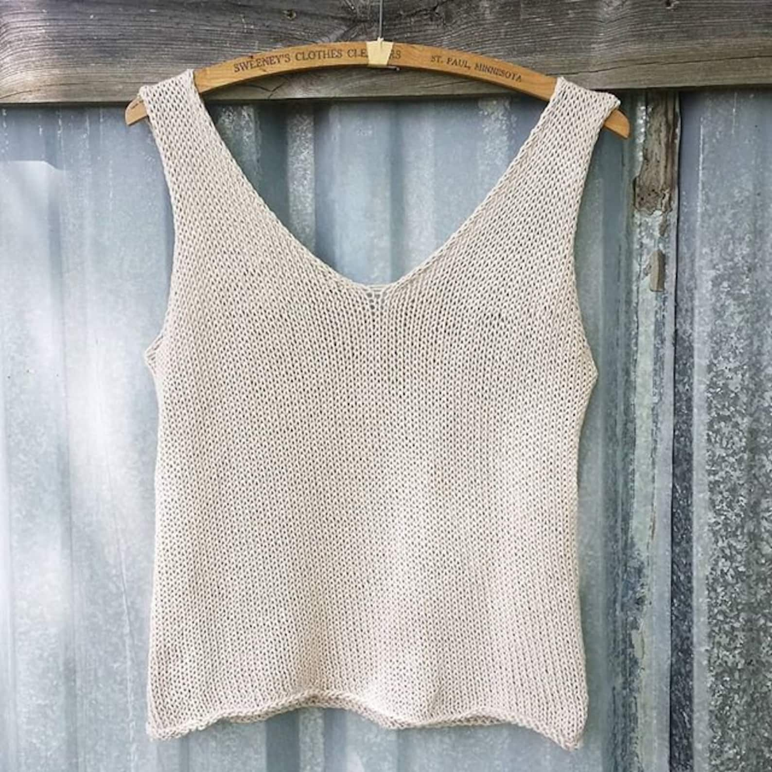 PATTERN: Vivian Vneck Knit tank top Open Back tank top | Etsy