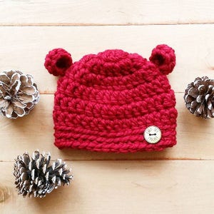 PATTERN: A Beary Cute Hat Chunky bear ears baby winter hat infant and toddler animal toque easy crochet diy photography prop image 3