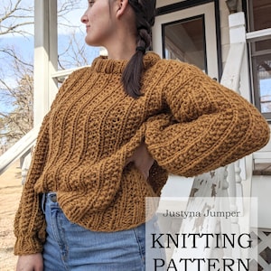 PATTERN: Justyna Jumper | Knit Pullover | Comfy Hygge Knit Sweater | DIY Knitting pattern | Knitting | Oversized Cozy Sweater