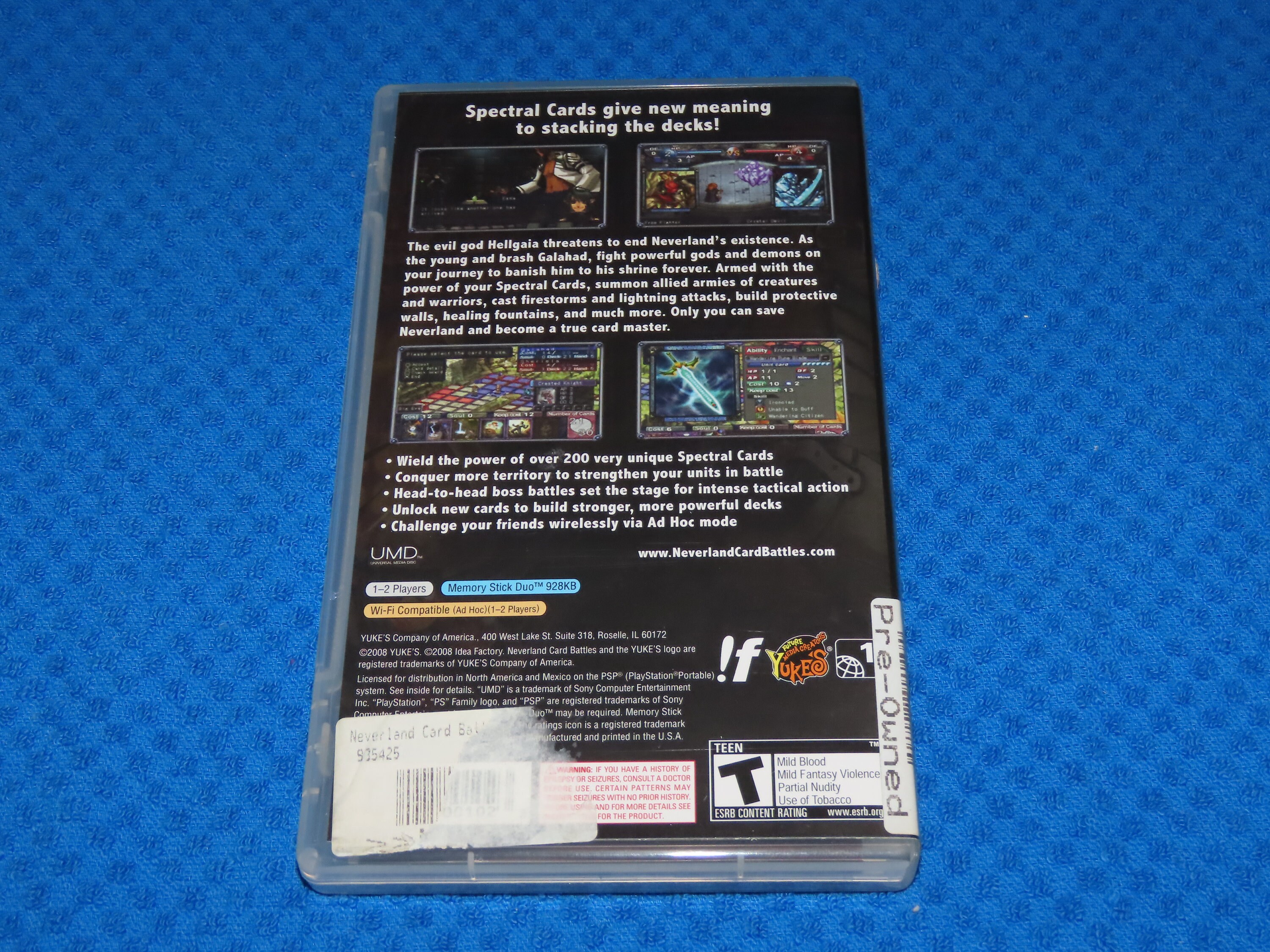 Neverland Card Battles Sony PSP Video Game Complete With Game