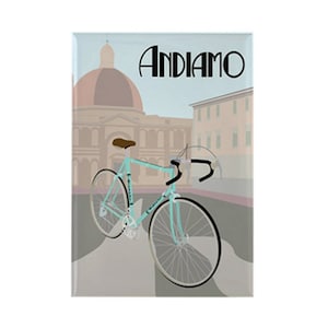 Magnet: Vintage Bianchi Bicycle in Italy original illustration, 2 1/2&quot; x 3 1/2&quot;