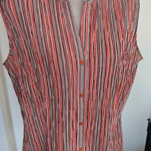 Vintage Multiple Colors Large and Medium Sleeveless Button Up and Tunic Collar Women’s Blouses/ Shirts, various colors, in great condition image 3