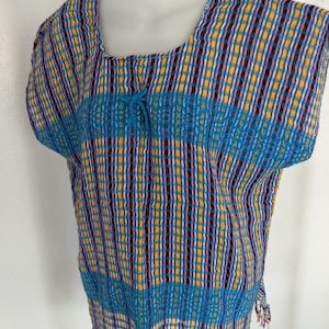 Brand New Oaxacan Traditional Large Purple and Yellow Women&#39;s Blouse/ Shirt.