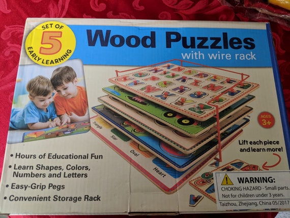 wood puzzles with wire rack